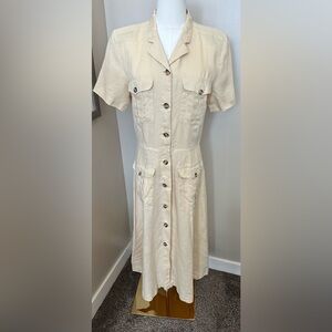 Brooks Brothers Light Yellow Pure Irish Linen Button Up Dress 8